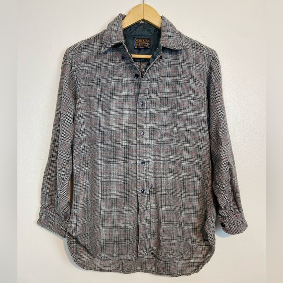 Vintage Sir Pendleton Wool Button Down Shirt Plaid Check Flannel Lined L - Picture 1 of 6